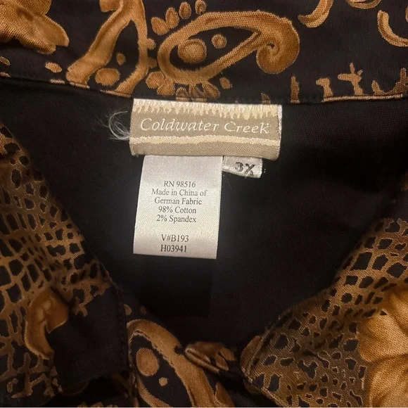 Coldwater Creek Jacket Button Up Long Sleeve Black/Gold Women’s Sz 3X NWOT - Picture 7 of 8